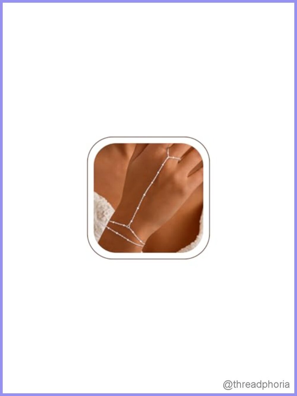 Dainty Silver Plated Hand Chain Bracelet Stack with Finger Ring Lobster Claw